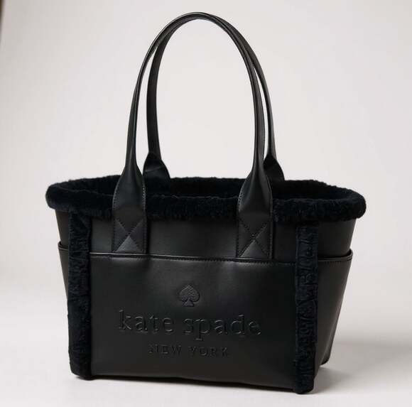 KATE SPADE 17” JETT FAUX SHEARLING LARGE TOTE PATENT LEATHER NWT - Picture 1 of 6